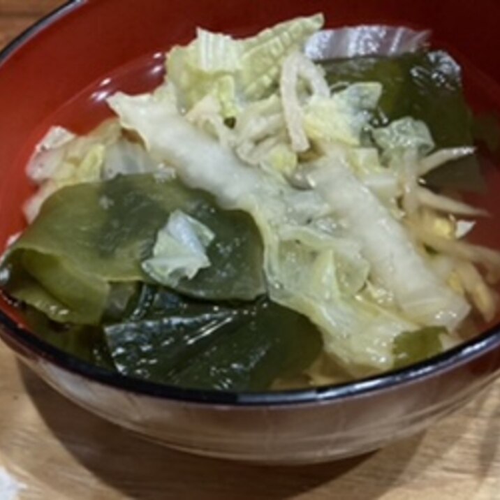 白菜、豆腐、わかめ吸い物